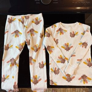 Carter's White Turkey Print Pajama Set Size 4t